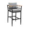 Armen Living Wiglaf Outdoor Patio Counter Height Bar Stool in Aluminum and Teak with Gray Cushions 840254333048 - alternate 1